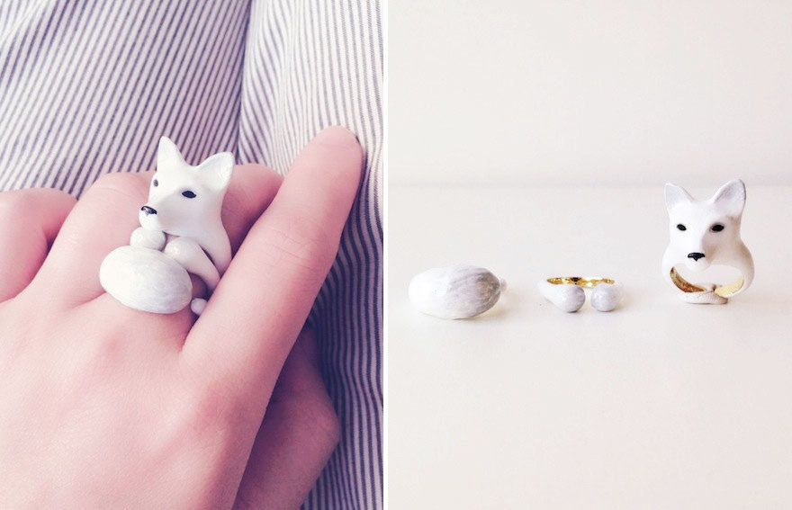 culturenlifestyle:  Adorable Three Piece Rings Transform Into Animals Once Worn Created