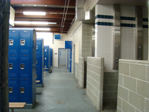 Boy’s locker room at William C. Overfelt High School, San Jose, California. Very happy to repo