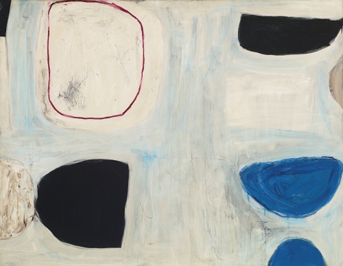 blastedheath:  William Scott (British, 1913-1989), Blue and black still life, 1962. Oil on canvas, 34 x 44 in.