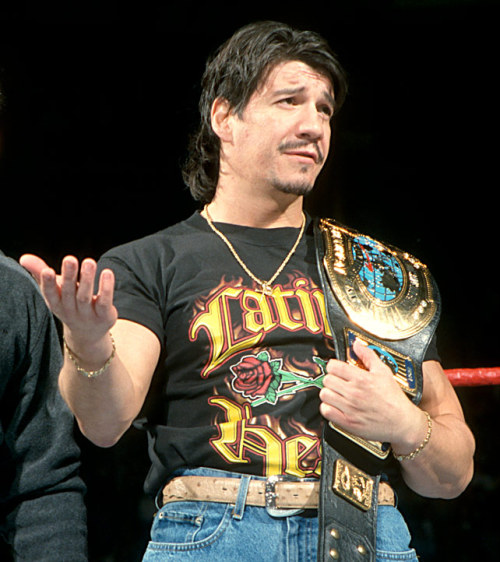 thesnobbyartsyblog:  fishbulbsuplex:WWF Intercontinental Champion Eddie Guerrero Latino Heat 