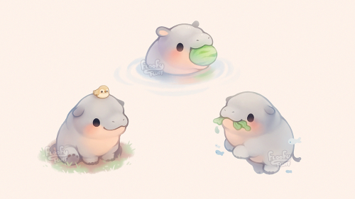 fluffysheeps:No thoughts, just baby hippos