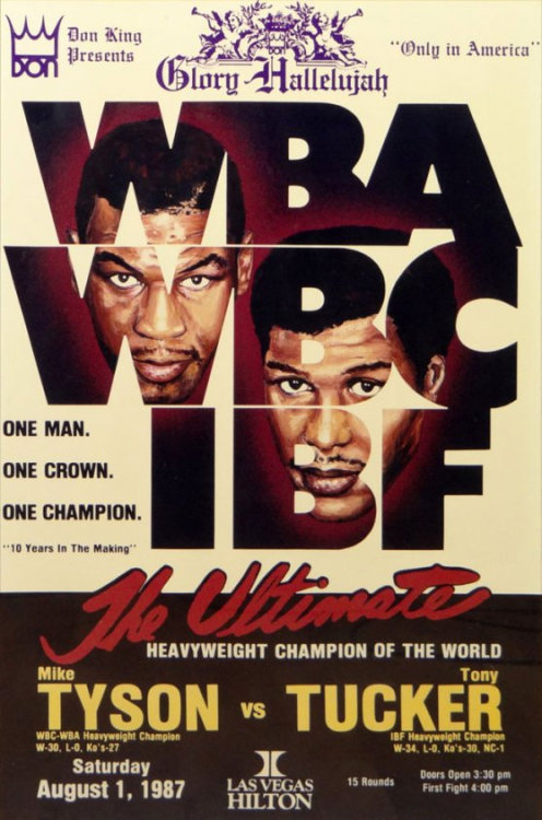 On this day in 1987, Mike Tyson defeated Tony Tucker to become the 1st heavyweight to own all 3 major belts.