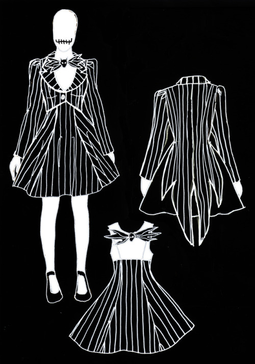 Rough sketch for a Jack Skellington inspired costume for a customer.www.frocksasaurus.com