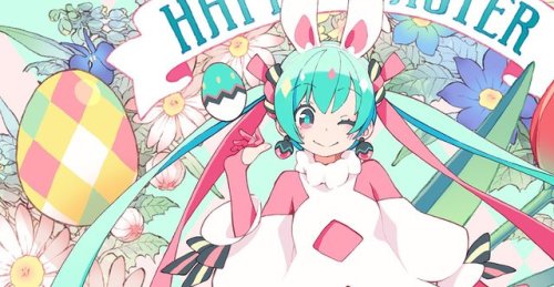 ピクトケーキX初音ミクのイラスト担当させていただきました✨イースターと言ったらウサギなのでウサギパザマを着ているミクさんがモチーブです！何卒よろしくお願いします！ http://pic.twitter