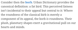 thegunlady:TIL that the Audubon Society has released official statements on the difference between a “bird”, a “birb”, and a “borb”, featuring such gems as: 