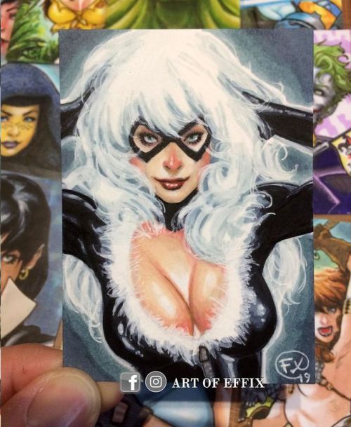 Petite sketchcard du soir « BlackCat » @marvel (ink and markers) #sketchcard #sketchcards #drawing 