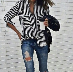 fabulous-fashionn:  Striped blouse» Pants»  