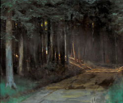 dappledwithshadow:  Forest with Sunlight Pouring In - Louis Rivier, s.d.