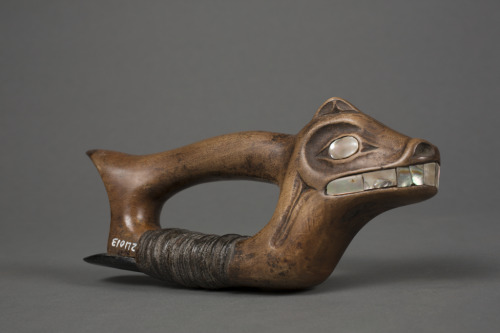 unknown Haida artist (Haida), Adze, ca. 1910,wood and steatite with abalone shell inlay, The Elizabe