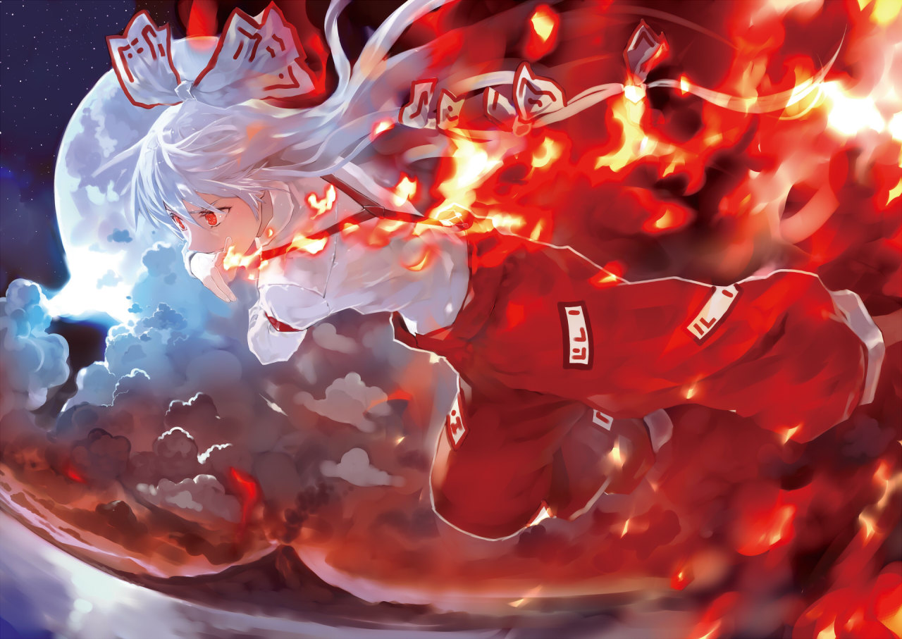 びよんびよん堂 Clearlemel さんの東方アレンジアルバム 祭夏 とセットのイラスト本に寄稿した妹紅です