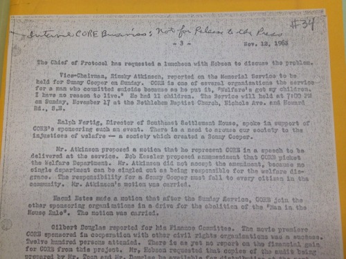 Minutes From A November 12, 1963 Meeting Of The Washington Chapter Of CORE.