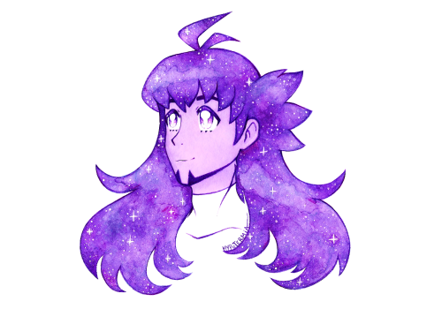  a traditional doodle that got out of hand: mr leon swordshield but with galaxy hair