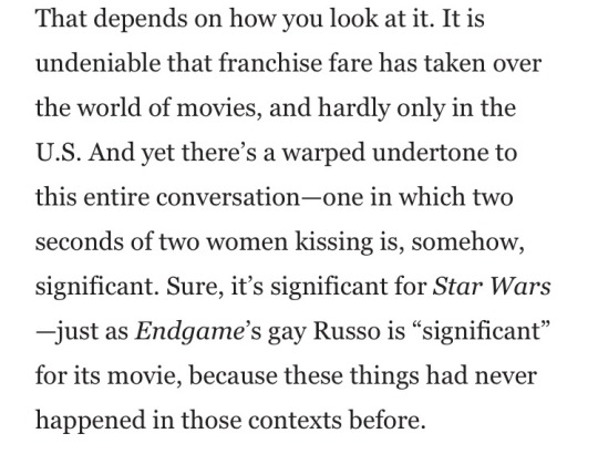 poemsingreenink:  thesaddestchorusgirlintheworld:  K. Austin Collins, Empty Gestures:   Are We Really Going to Pretend That Gay Kiss in The Rise of Skywalker Matters?      It’s true and you should SCREAM it. 