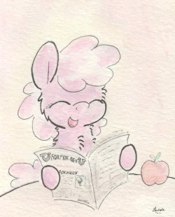 slightlyshade:  Miss Cheerilee enjoys her morning news!  ^w^