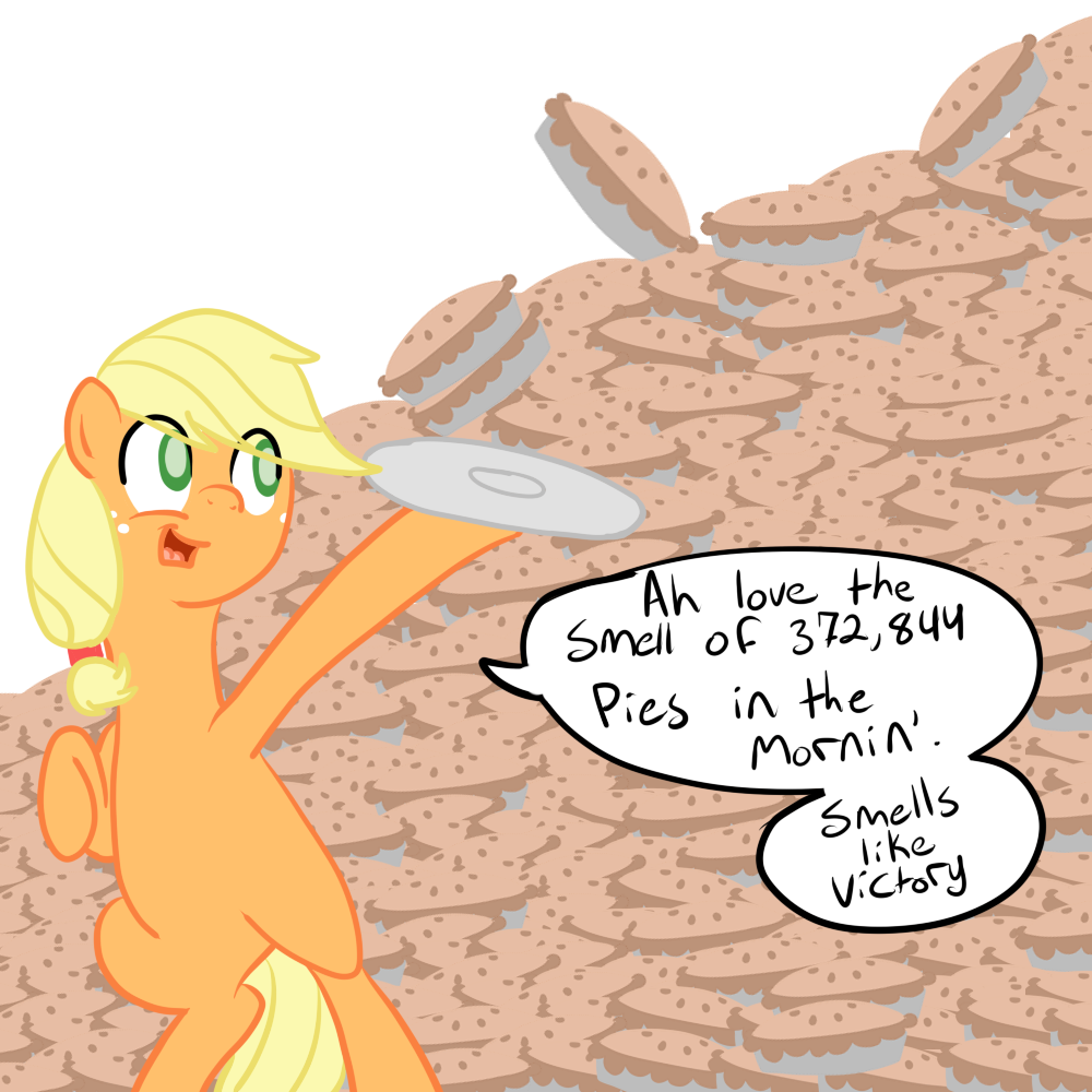 30minchallenge:I wonder what Applejack plans to do with all those pancakes pies.