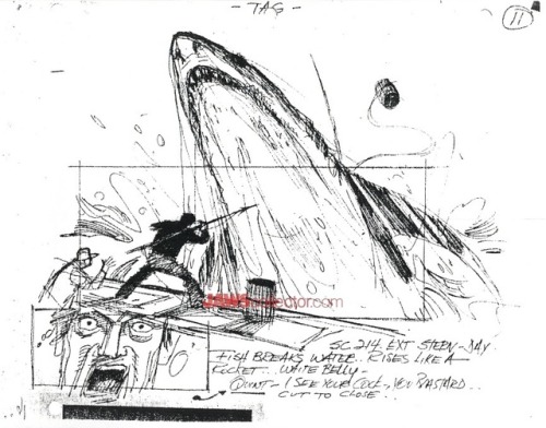 talesfromweirdland:“Giant Jaws snapping at everything”. Storyboard images from the Steven Spielberg 