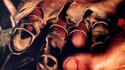 nostlaco:  “The idea behind the glove was a practical one on Wes Craven’s part, as he wanted to give the character a unique weapon, but also something that could be made cheaply and wouldn’t be difficult to use or transport. At the time, he