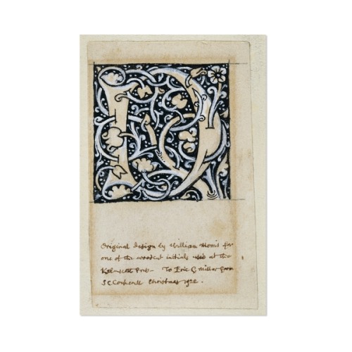 William Morris, Initial D, design for a woodcut, 1890-96. England.Morris set up the Kelmscott Press 