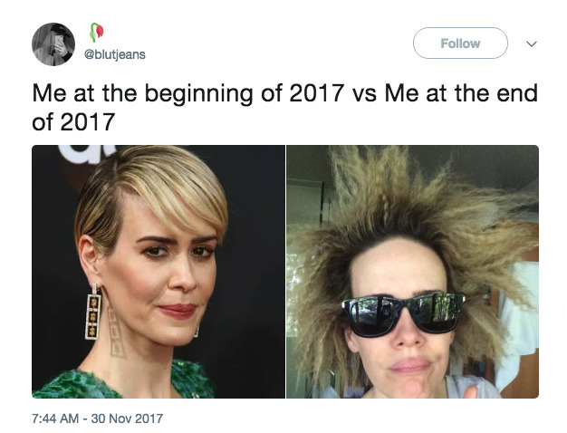 buzzfeed: Me at the beginning of 2017 vs me at the end of 2017.