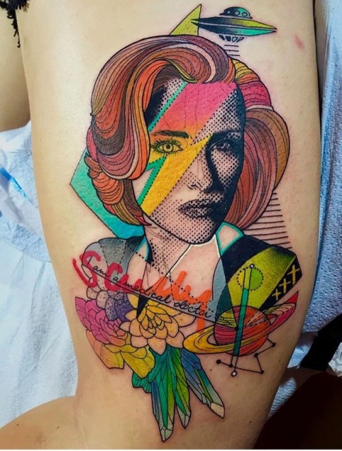 chileananderson: Dana Scully by Katie Shocrylas It&rsquo;s the coolest X-Files tattoo I&rsqu