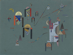 guggenheim-art:  Vertical Accents by Vasily Kandinsky, 1942, Guggenheim MuseumSize: 32.1x42 cmMedium: Oil on wood panelSolomon R. Guggenheim Museum, New York Solomon R. Guggenheim Founding Collection  © 2016 Artists Rights Society (ARS), New York/ADAGP,