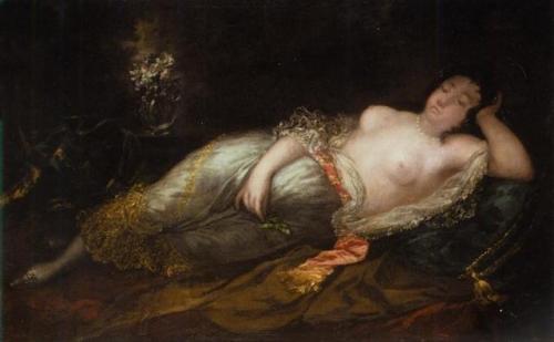Sleeping Maja by Eugenio Lucas Velázquez,1867