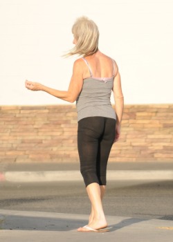 She was back on Fremont again. Hard to tell if she is wearing anything under the spandex.