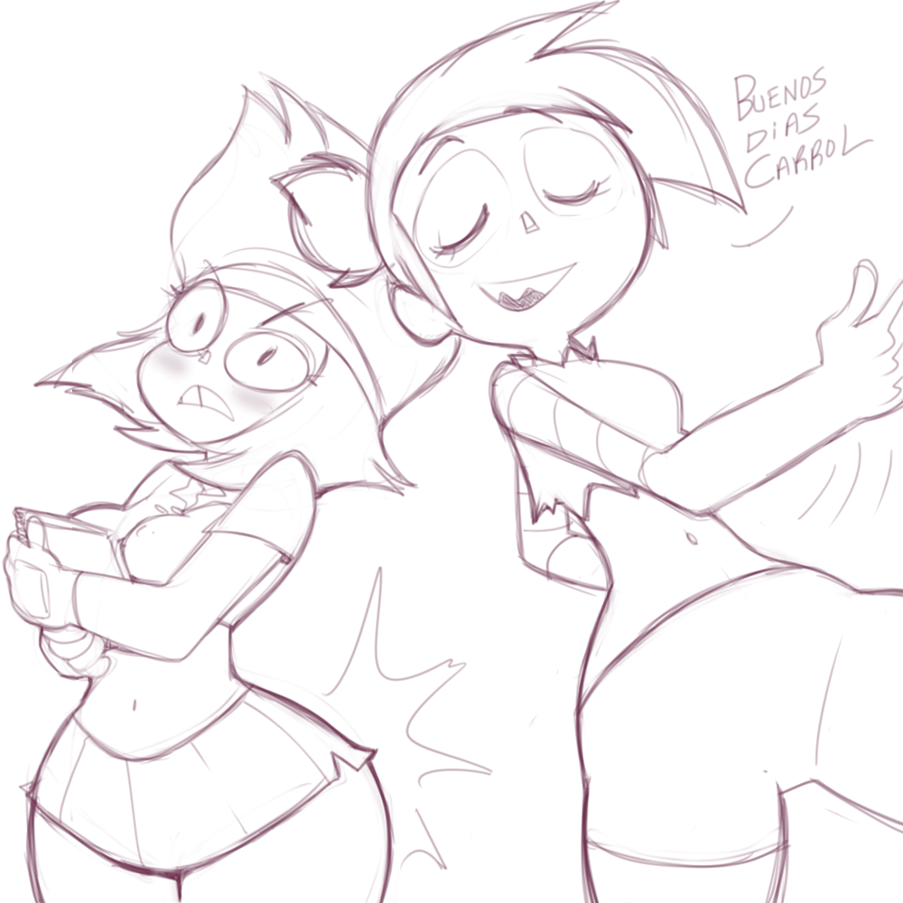 fluffys-art-universe: Just a sketch dump of Carol and Enid from OK K.O. lez be heroes.