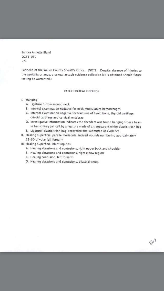 melanieh1:  Black lives matter   #justiceforsandy  This is The autopsy report.  Be