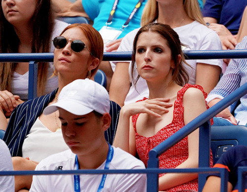 brittany-snow: Brittany Snow and Anna Kendrick at the 2019 US Open in New York September 1st, 2019