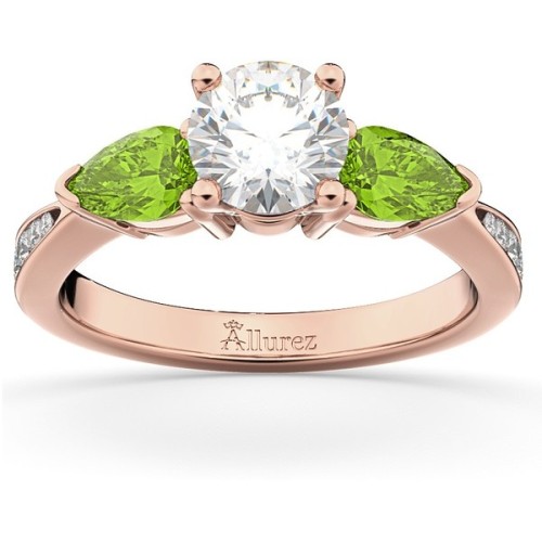 Allurez Diamond & Pear Peridot Engagement Ring 18k White Gold (0.79ct) ❤ liked on Polyvore (see 