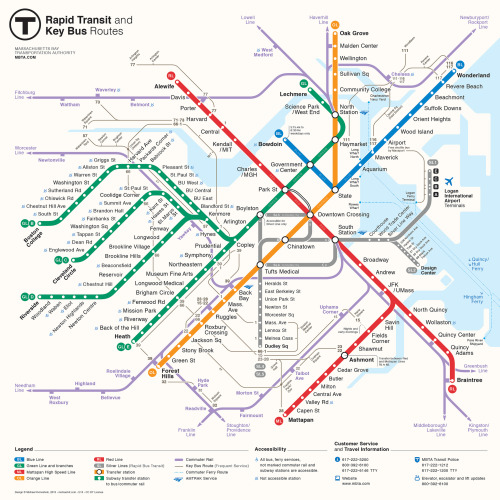 mapsontheweb: Boston Rapid Transit Map by Michael Kvrivishvili Via Flickr: Boston rapid transit map.