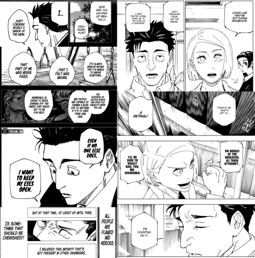 Ch 159 Pgs 15 & 16 (Higuruma is not a savior of the weak.)
Ch 166 Pgs 11-12 (Higurama cherishes the impurities of humans.)
Ch 270 Pgs 11-12 (Sorcerer Higuruma)