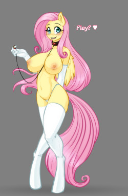 scdk-nsfw:  Fluttershy - Pet Play - Finished Cleaned and colored, I hope the final result is to your liking :) [Full Size] 