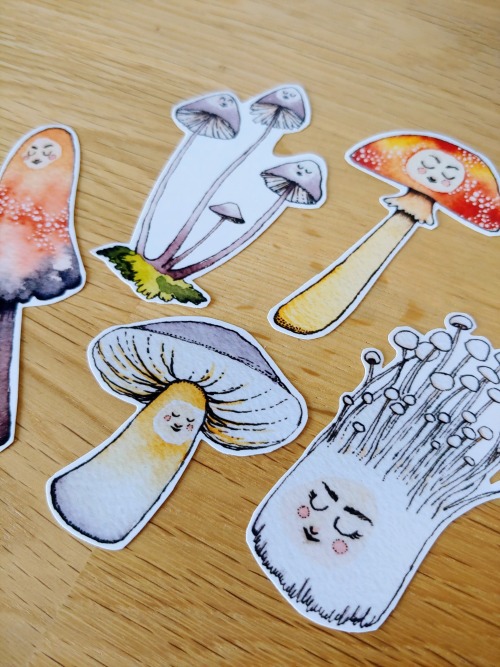 Added some stickers to my shop. The sprouts are reruns and the mushrooms are brand new. Find them at