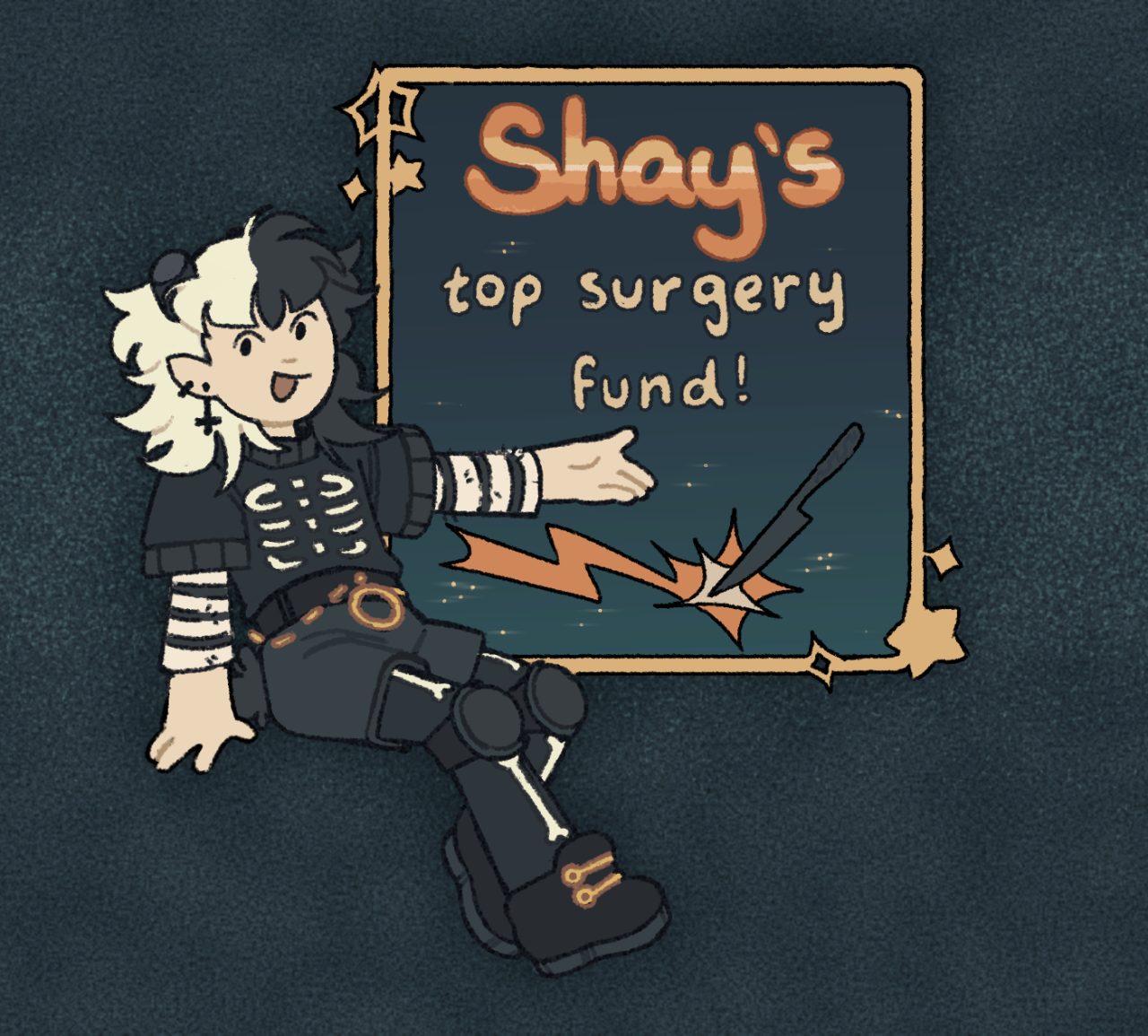 cadaverkeys:WAHOO I’m back around to update my top surgery fund! It’s been about 4 months since the advent of this campaign and I’m just like. Blown away with the amount of support! I’m not great at words but hopefully I can keep