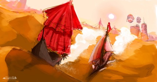 some quick sketch colorkeys for my “boat race in the desert” visual developement project