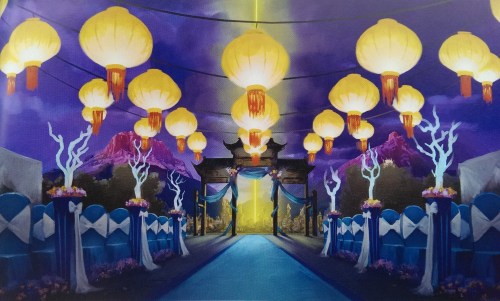 iruka-2013:  Bryan Konietzko: “Christine and I researched winter-themed wedding decorations for Zhu Li and Varrick’s ceremony and reception. We even included some of the elements my wife had used for our wedding. Christine was planning her own wedding