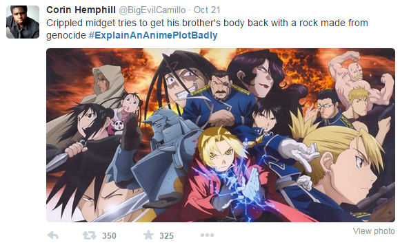 64thyume:  Some of the best FMA #ExplainAnAnimePlotBadly tags 