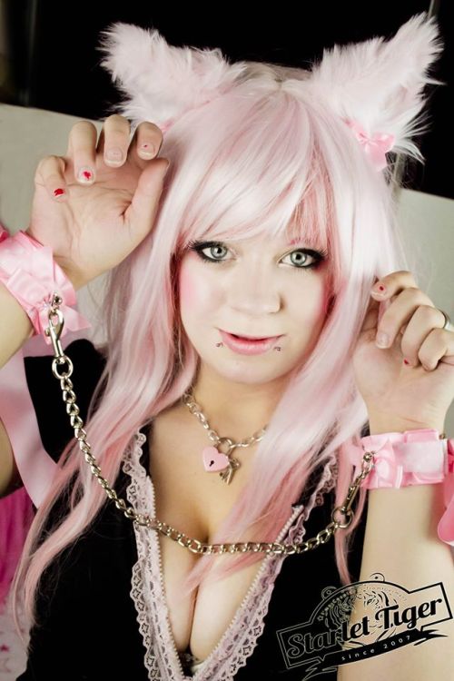 kittensplaypenshop:  Photo courtesy of Starlet Tiger <3 You can also purchase prints from this photoset here: click me! Items she is wearing:-Build your own cuffs - Pink Day Collar-Pink Cat Ears  