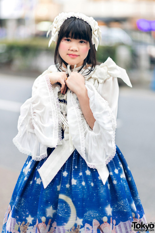 tokyo-fashion:11-year-old Japanese student Yuki on the street in Harajuku wearing a look by the famo