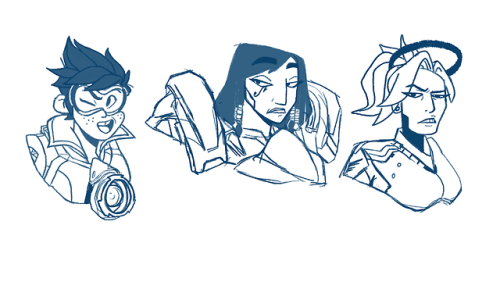 WIP ! I’m working on some little sticker drawings of the overwatch cast making faces whenever i have