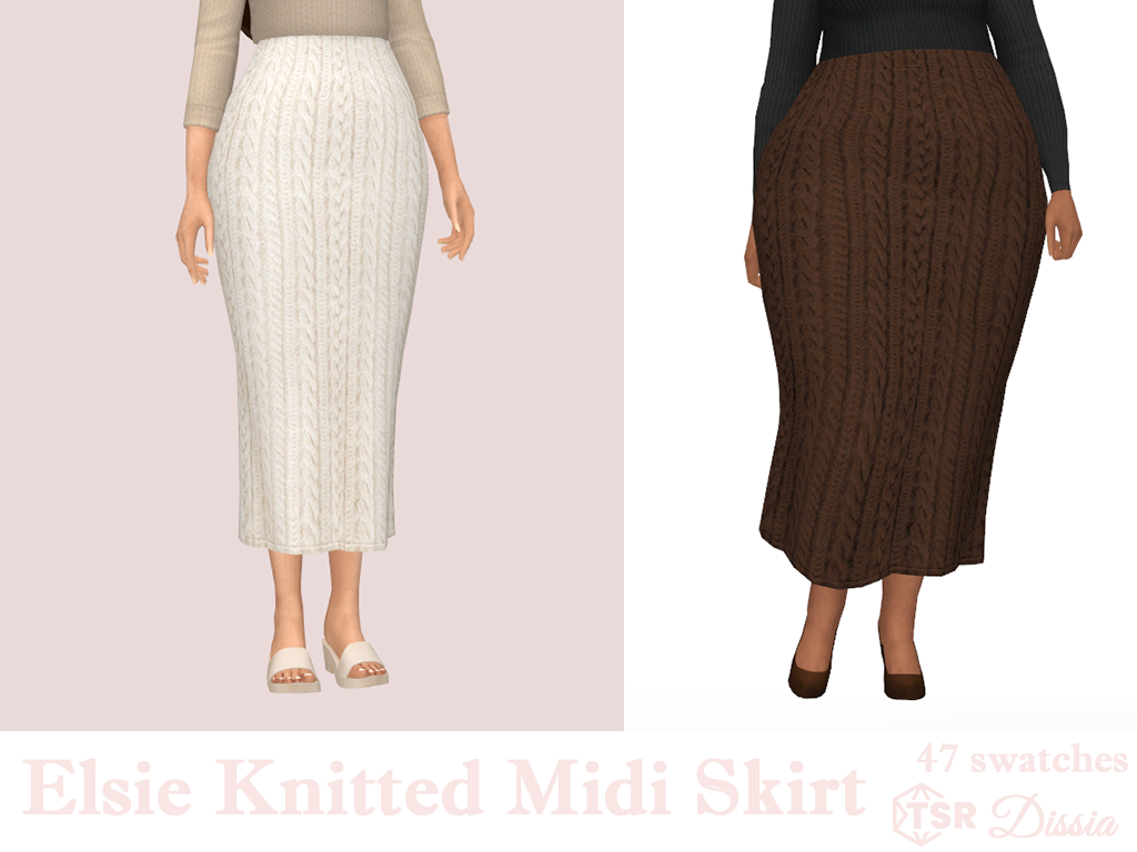 Dissia Elsie Knitted Midi Skirt 47 Swatches Base Game