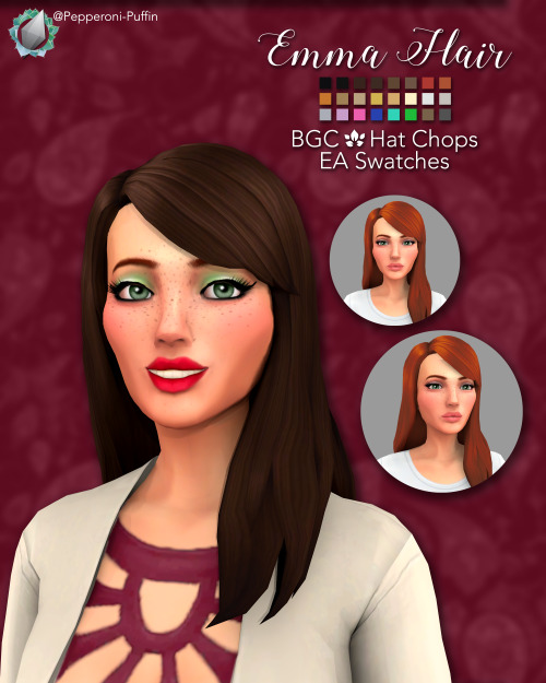 pepperoni-puffin: Emma Hair Base game compatible Hat compatible 24 EA Swatches Custom thumbnail over