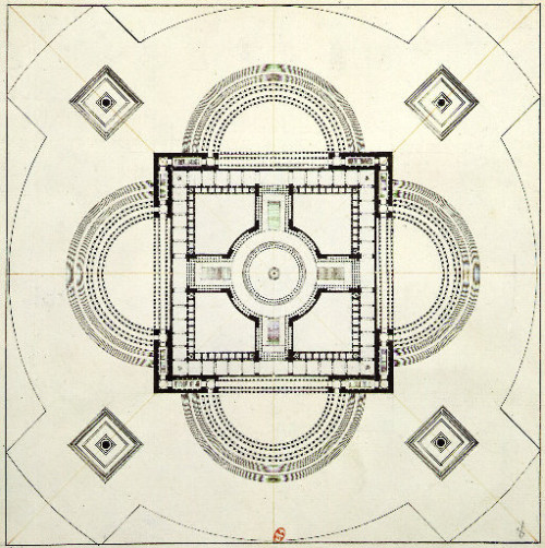 Étienne-Louis Boullée, architectural drawings, 18th century, France. 1 Plan for a museum, 1789. More