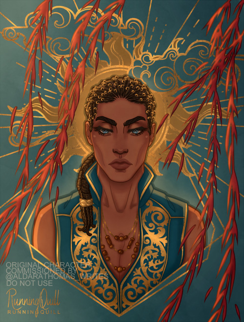 A commission I did for @/aldarathomas_writes on IG of her gorgeous OC Kol.[This is a commission of a