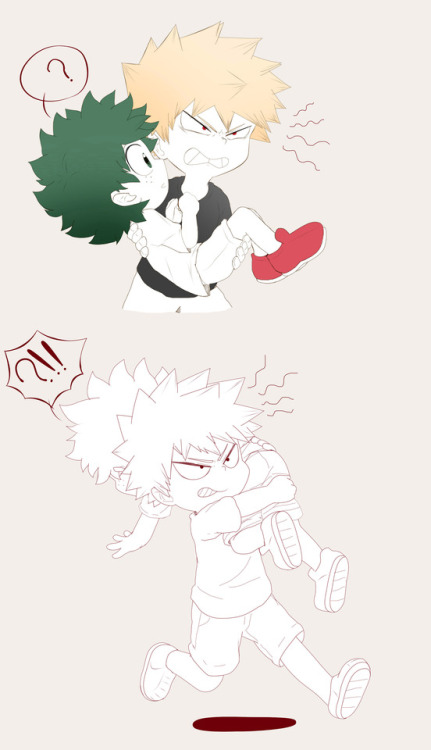 ni-okaasan: have a bit of over-protective kacchan (and a very confused, noticeably smaller deku) :D smol bakudekus/katsudekus - need ‘em in my dash 