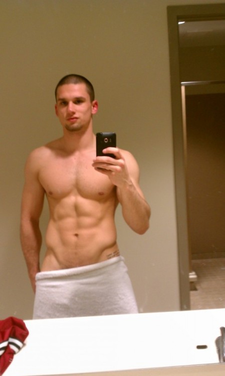 Anthony Romero: showing off some visible penis line under his towel