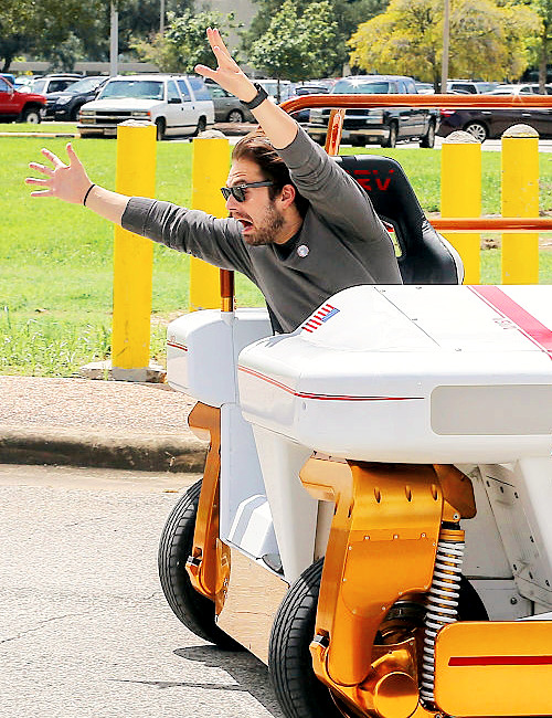 natashasromanoff: Sebastian Stan goes for a ride with a NASA engineer in the modular robotic vehicle