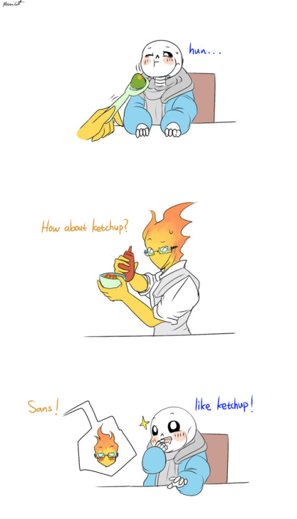 mooncatyao:  [Food-2] Grillby & little Sans<First part>(Previous)/(NEXT)